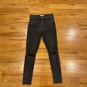 Top shop distressed black wash Jamie jeans